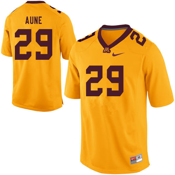 Men #29 Josh Aune Minnesota Golden Gophers College Football Jerseys Sale-Yellow - Click Image to Close